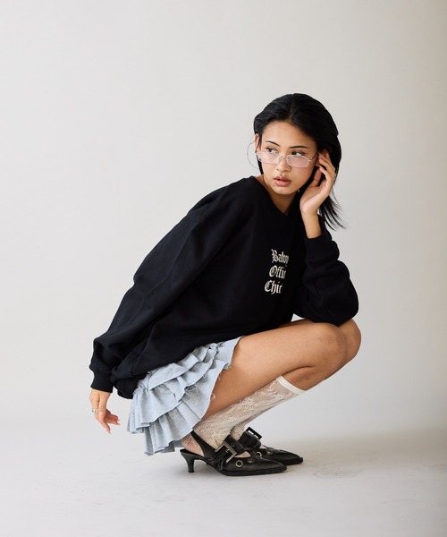 Chick（チック）の「【2color 】Baby Officer LOGO BIG SWEAT スウェット（スウェット・レディース・グレー/ブラック・FREE）」の19枚目の写真