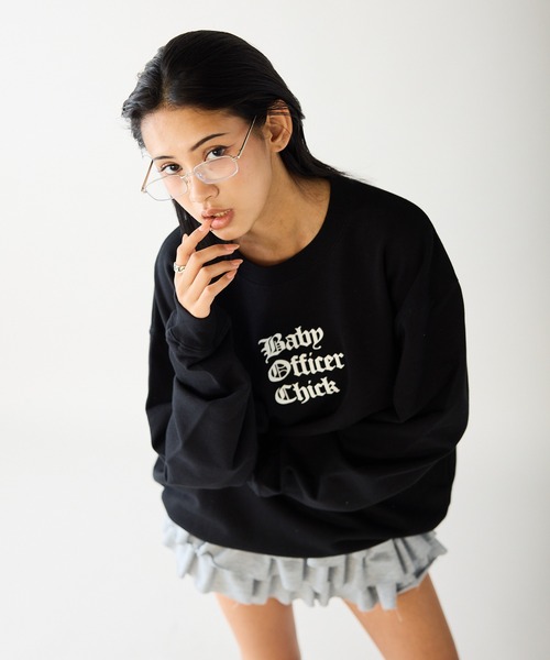 Chick（チック）の「【2color 】Baby Officer LOGO BIG SWEAT スウェット（スウェット・レディース・グレー/ブラック・FREE）」の10枚目の写真