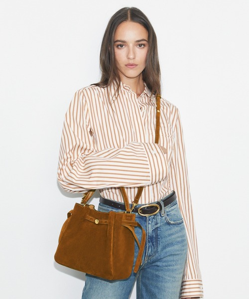 TORY BURCH(トリーバーチ)の「ロミー スエード バケットバッグ(ショルダーバッグ・レディース・キャメル・ONE SIZE)」の1枚目の写真