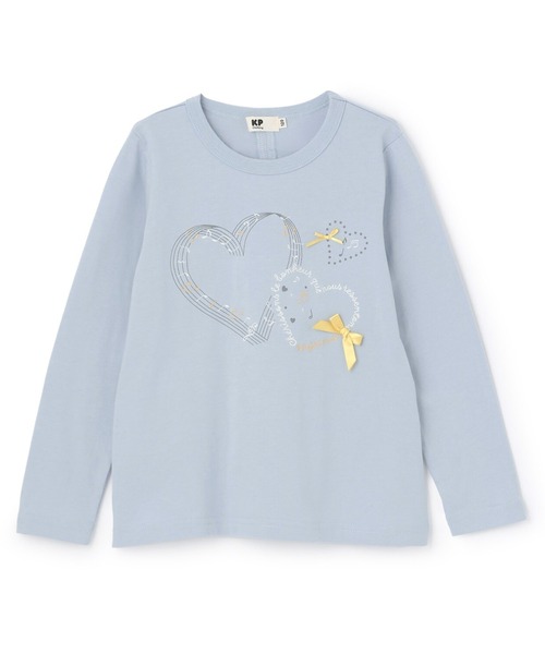 KP（ケーピー）の「ハート＆ミュージックモチーフ 長袖Tシャツ（Tシャツ/カットソー・キッズ・ネイビー/サックスブルー・120cm/130cm/140cm/150cm/160cm）」の2枚目の写真