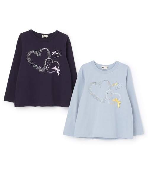 KP（ケーピー）の「ハート＆ミュージックモチーフ 長袖Tシャツ（Tシャツ/カットソー・キッズ・ネイビー/サックスブルー・120cm/130cm/140cm/150cm/160cm）」の7枚目の写真