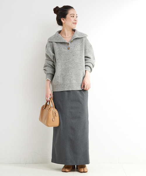 B.C STOCK（ベーセーストック）の「ネップヤーンエルボーパッチニット（ニット/セーター・レディース・チャコールグレー/ブラウン・FREE）」の3枚目の写真