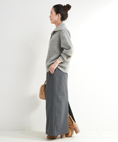 B.C STOCK（ベーセーストック）の「ネップヤーンエルボーパッチニット（ニット/セーター・レディース・チャコールグレー/ブラウン・FREE）」の5枚目の写真