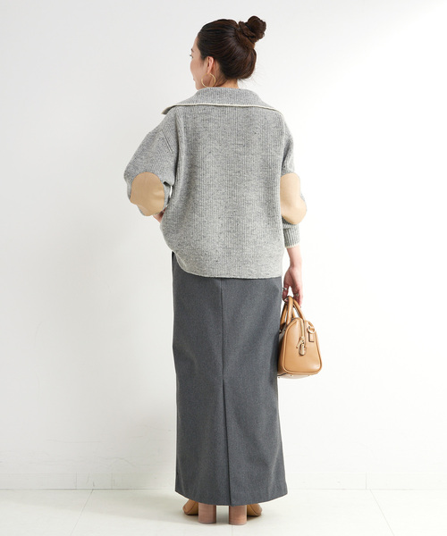 B.C STOCK（ベーセーストック）の「ネップヤーンエルボーパッチニット（ニット/セーター・レディース・チャコールグレー/ブラウン・FREE）」の6枚目の写真