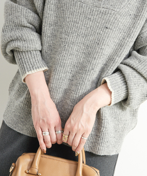 B.C STOCK（ベーセーストック）の「ネップヤーンエルボーパッチニット（ニット/セーター・レディース・チャコールグレー/ブラウン・FREE）」の11枚目の写真