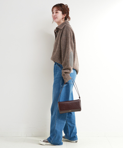 B.C STOCK（ベーセーストック）の「ネップヤーンエルボーパッチニット（ニット/セーター・レディース・チャコールグレー/ブラウン・FREE）」の14枚目の写真