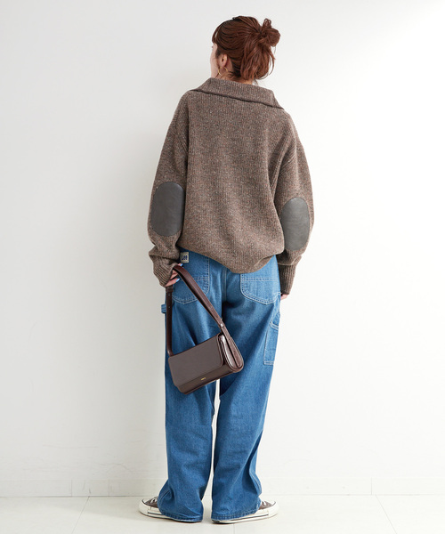 B.C STOCK（ベーセーストック）の「ネップヤーンエルボーパッチニット（ニット/セーター・レディース・チャコールグレー/ブラウン・FREE）」の15枚目の写真