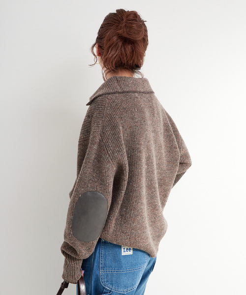 B.C STOCK（ベーセーストック）の「ネップヤーンエルボーパッチニット（ニット/セーター・レディース・チャコールグレー/ブラウン・FREE）」の19枚目の写真