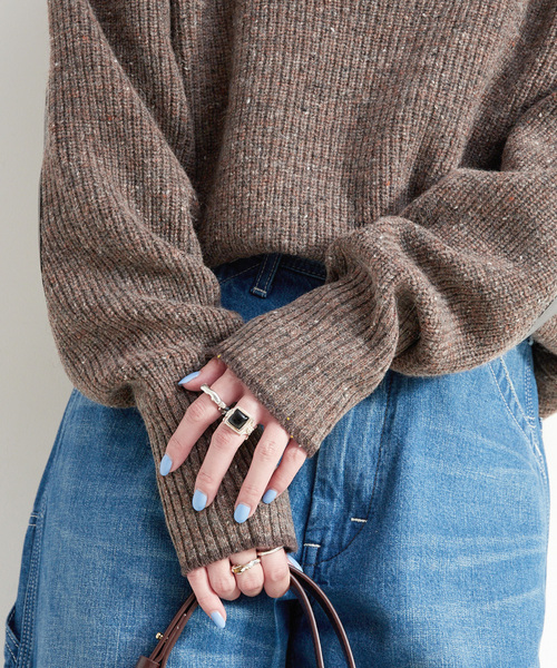 B.C STOCK（ベーセーストック）の「ネップヤーンエルボーパッチニット（ニット/セーター・レディース・チャコールグレー/ブラウン・FREE）」の21枚目の写真