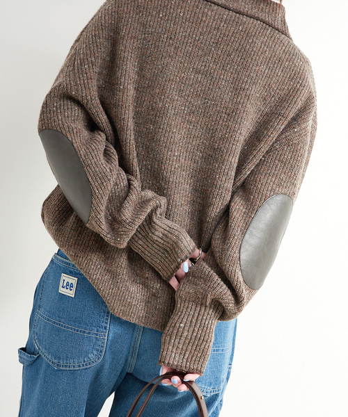 B.C STOCK（ベーセーストック）の「ネップヤーンエルボーパッチニット（ニット/セーター・レディース・チャコールグレー/ブラウン・FREE）」の22枚目の写真