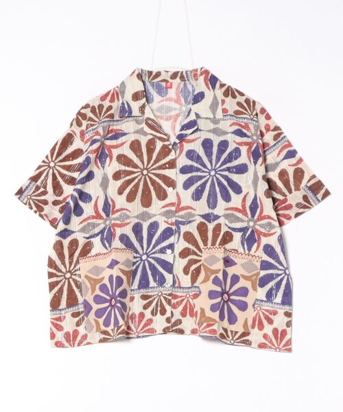 チャイハネ(チャイハネ)の「【チャイハネ】カッチナ開襟シャツ(シャツ/ブラウス・レディース・グリーン/ブルー/ホワイト・FREE)」の2枚目の写真