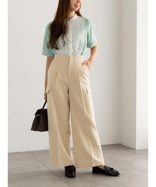 Te chichi（テチチ）の「【WEB限定カラーあり】フロントレース5分袖ブラウス（シャツ/ブラウス・レディース・オフホワイト/ブルー/モカ/ミント・F）」の9枚目の写真