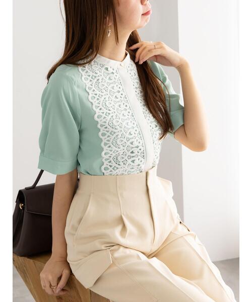 Te chichi（テチチ）の「【WEB限定カラーあり】フロントレース5分袖ブラウス（シャツ/ブラウス・レディース・オフホワイト/ブルー/モカ/ミント・F）」の11枚目の写真