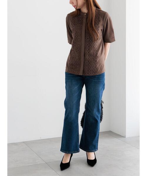 Te chichi（テチチ）の「【WEB限定カラーあり】フロントレース5分袖ブラウス（シャツ/ブラウス・レディース・オフホワイト/ブルー/モカ/ミント・F）」の13枚目の写真