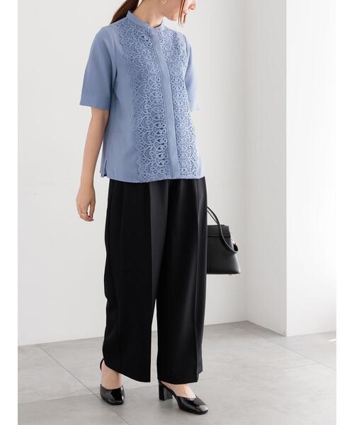 Te chichi（テチチ）の「【WEB限定カラーあり】フロントレース5分袖ブラウス（シャツ/ブラウス・レディース・オフホワイト/ブルー/モカ/ミント・F）」の16枚目の写真