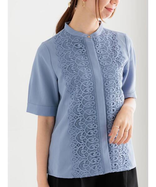 Te chichi（テチチ）の「【WEB限定カラーあり】フロントレース5分袖ブラウス（シャツ/ブラウス・レディース・オフホワイト/ブルー/モカ/ミント・F）」の18枚目の写真