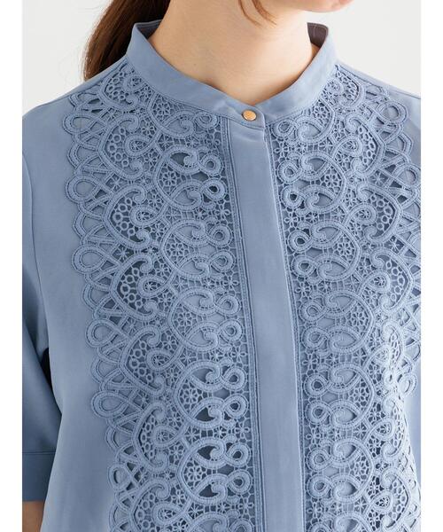 Te chichi（テチチ）の「【WEB限定カラーあり】フロントレース5分袖ブラウス（シャツ/ブラウス・レディース・オフホワイト/ブルー/モカ/ミント・F）」の21枚目の写真