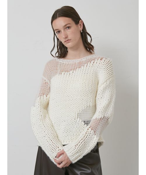 styling/(スタイリング)の「コンビクルーネックハンドニット(タンクトップ・レディース・ブラック/ホワイト/レッド・F)」の4枚目の写真