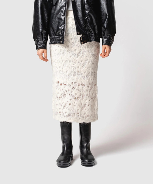 muller of yoshiokubo(ミュラーオブヨシオクボ)の「muller of yoshiokubo ミュラーオブヨシオクボ / MOHAIR LACE SKIRT モヘアレーススカート / MLF25803(スカート・レディース・アイボリー・38)」の1枚目の写真