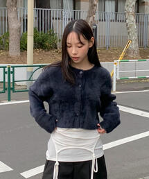 前後２ＷＡＹショートシャギー短丈ニット