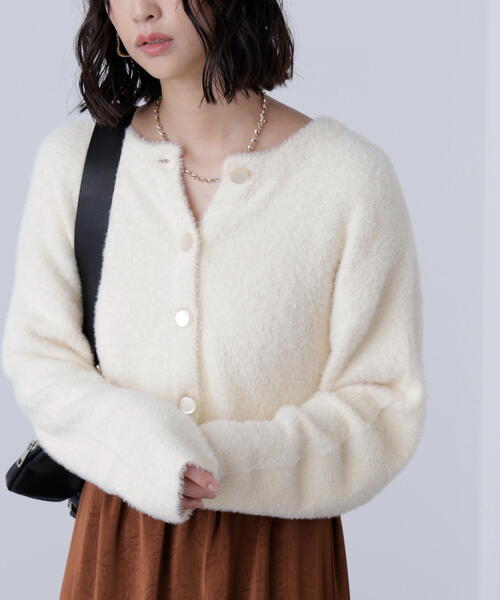 FREE'S MART（フリーズマート）の「前後２ＷＡＹショートシャギー短丈ニット（ニット/セーター・レディース・ボルドー/ホワイト/ネイビー/イエロー・FREE）」の21枚目の写真