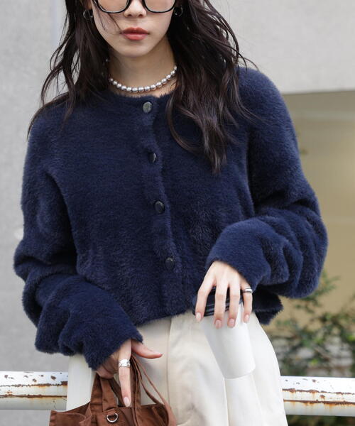 FREE'S MART（フリーズマート）の「前後２ＷＡＹショートシャギー短丈ニット（ニット/セーター・レディース・ボルドー/ホワイト/ネイビー/イエロー・FREE）」の6枚目の写真