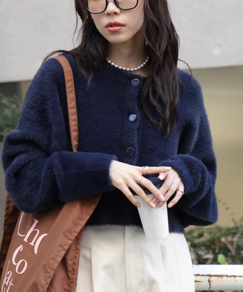 FREE'S MART（フリーズマート）の「前後２ＷＡＹショートシャギー短丈ニット（ニット/セーター・レディース・ボルドー/ホワイト/ネイビー/イエロー・FREE）」の7枚目の写真