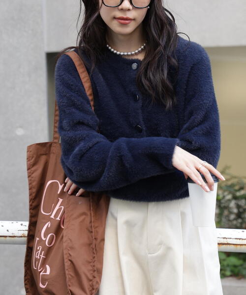 FREE'S MART（フリーズマート）の「前後２ＷＡＹショートシャギー短丈ニット（ニット/セーター・レディース・ボルドー/ホワイト/ネイビー/イエロー・FREE）」の8枚目の写真