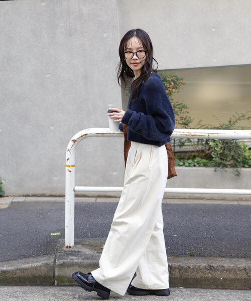 FREE'S MART（フリーズマート）の「前後２ＷＡＹショートシャギー短丈ニット（ニット/セーター・レディース・ボルドー/ホワイト/ネイビー/イエロー・FREE）」の11枚目の写真