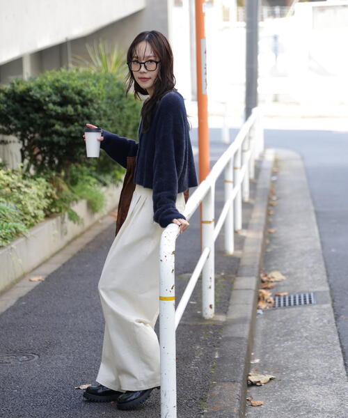 FREE'S MART（フリーズマート）の「前後２ＷＡＹショートシャギー短丈ニット（ニット/セーター・レディース・ボルドー/ホワイト/ネイビー/イエロー・FREE）」の13枚目の写真