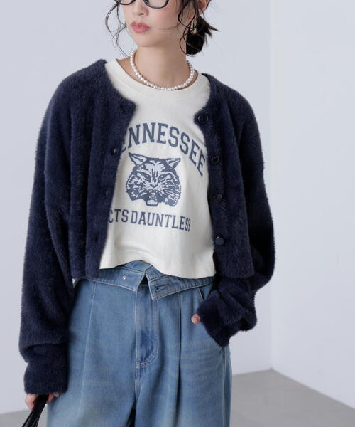 FREE'S MART（フリーズマート）の「前後２ＷＡＹショートシャギー短丈ニット（ニット/セーター・レディース・ボルドー/ホワイト/ネイビー/イエロー・FREE）」の15枚目の写真