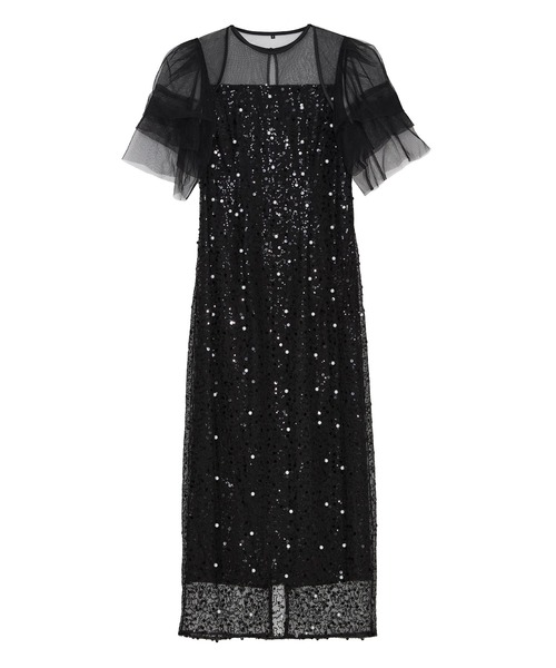 セール】【LEJA】スパンコールパールミックスボレロIラインワンピース