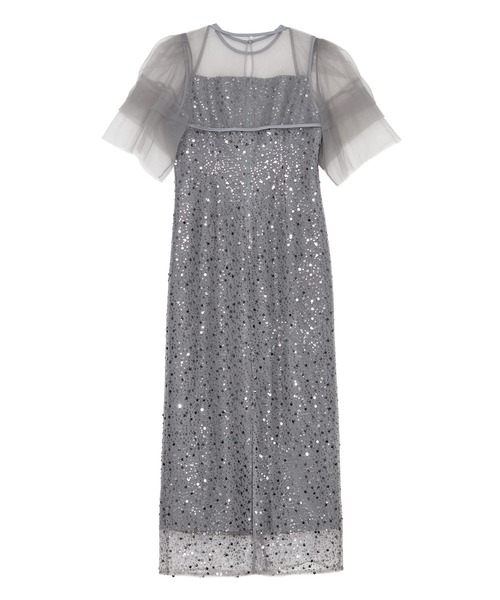 セール】【LEJA】スパンコールパールミックスボレロIラインワンピース