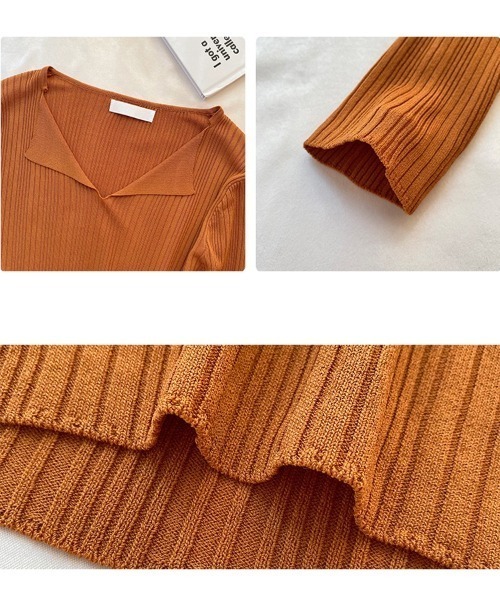 Beststore(ベストストア)の「フロント開き Vネック ニットトップス 長袖(ニット/セーター・レディース・ピンク/グリーン/ホワイト/ブラウン系その他/ライトベージュ/ブラック・FREE)」の13枚目の写真