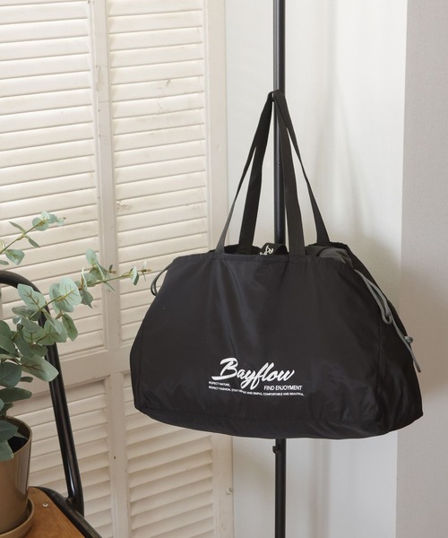 BAYFLOW（ベイフロー）の「[パッカブル仕様]BF保冷レジカゴバッグ / ビックトートバッグ / 大容量（トートバッグ・レディース・グレー系/ブラック系/ブルー系/オレンジ系・ONESIZE）」の2枚目の写真