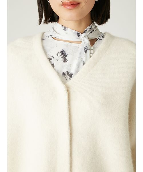 FRAY I.D（フレイアイディー）の「ダブルフェイスラクーンカーディガン（カーディガン/ボレロ・レディース・グレー/ライトブルー/ホワイト・F）」の8枚目の写真