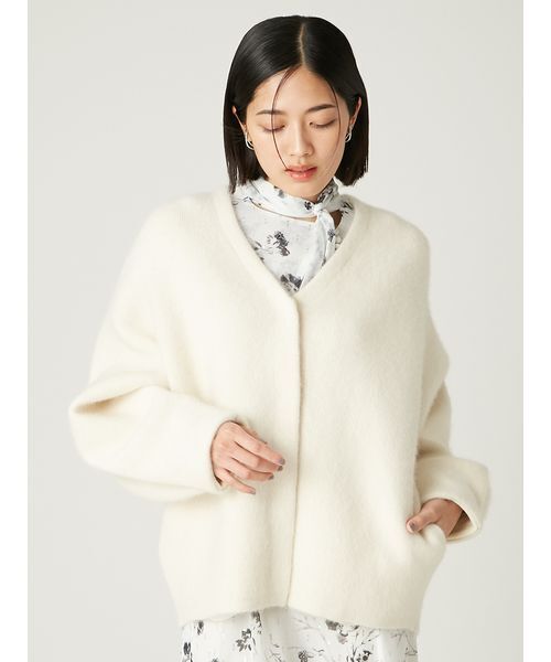 FRAY I.D（フレイアイディー）の「ダブルフェイスラクーンカーディガン（カーディガン/ボレロ・レディース・グレー/ライトブルー/ホワイト・F）」の12枚目の写真