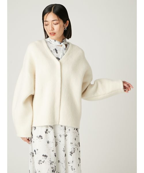 FRAY I.D（フレイアイディー）の「ダブルフェイスラクーンカーディガン（カーディガン/ボレロ・レディース・グレー/ライトブルー/ホワイト・F）」の13枚目の写真