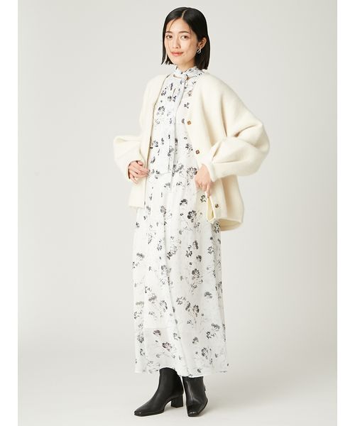 FRAY I.D（フレイアイディー）の「ダブルフェイスラクーンカーディガン（カーディガン/ボレロ・レディース・グレー/ライトブルー/ホワイト・F）」の14枚目の写真