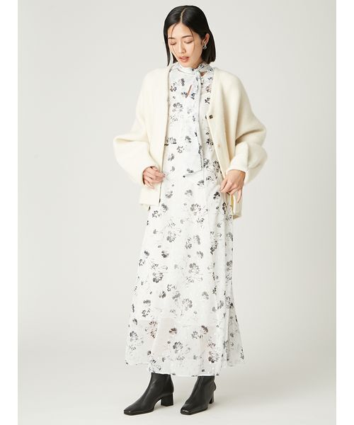 FRAY I.D（フレイアイディー）の「ダブルフェイスラクーンカーディガン（カーディガン/ボレロ・レディース・グレー/ライトブルー/ホワイト・F）」の16枚目の写真