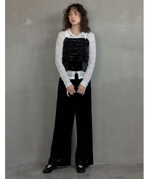 Re:EDIT（リエディ）の「[2025AW COLLECTION]カットベロアシャーリングキャミソールビスチェ（キャミソール・レディース・ブラック/グレー/モカ・MEDIUM/LARGE）」の4枚目の写真