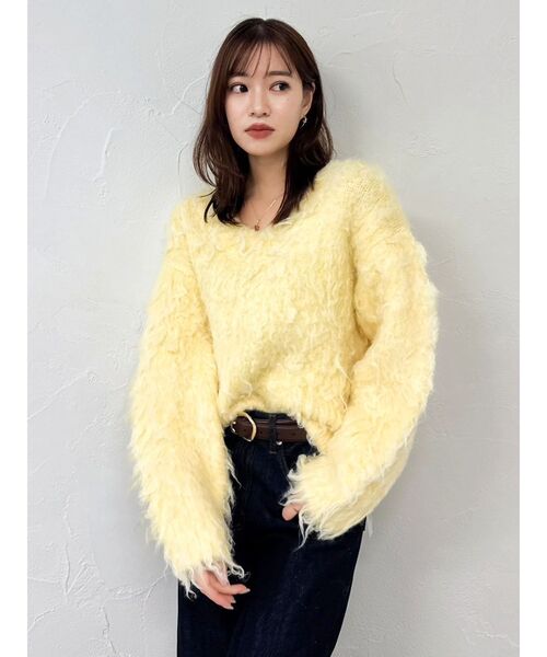 WEB限定カラーあり】リップルカールⅤネックニット（ニット