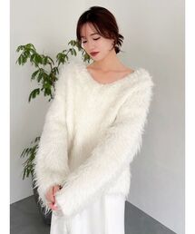 dazzlin | 【WEB限定カラーあり】リップルカールⅤネックニット(ニット/セーター)