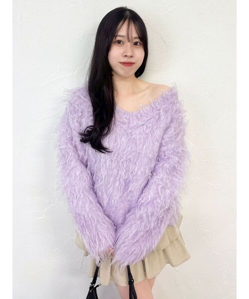 dazzlin♡リピ様 WEB限定カラーあり】リップルカールⅤネックニット（ニット