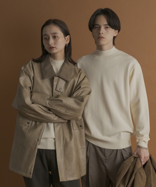 一部WEB限定カラー』『洗濯可/毛玉防止』ストレッチモックネックニット