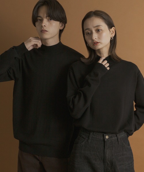 一部WEB限定カラー』『洗濯可/毛玉防止』ストレッチモックネックニット