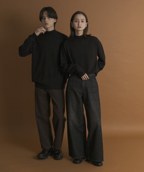 一部WEB限定カラー』『洗濯可/毛玉防止』ストレッチモックネックニット