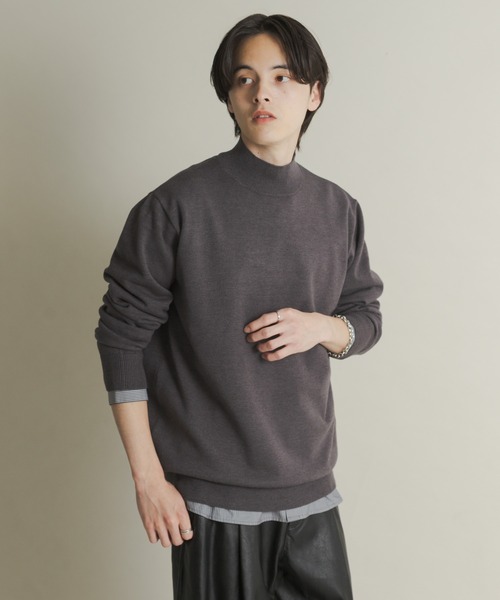 一部WEB限定カラー』『洗濯可/毛玉防止』ストレッチモックネックニット