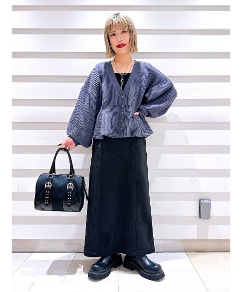 JEANASIS（ジーナシス）の「7GアゼペプラムVニットカーディガン/605116（カーディガン/ボレロ・レディース・ブラック系その他/グレー系その他/ホワイト系その他/パープル系その他・FREE）」の13枚目の写真