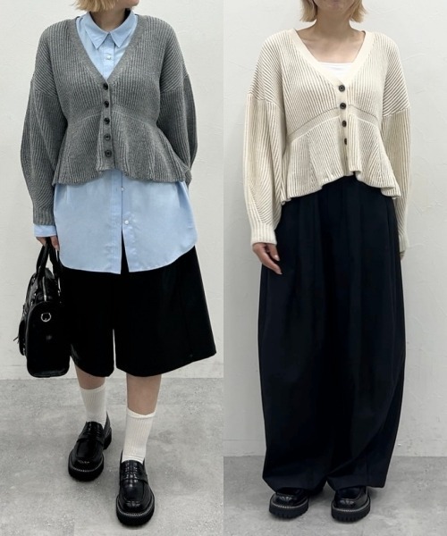 JEANASIS（ジーナシス）の「7GアゼペプラムVニットカーディガン/605116（カーディガン/ボレロ・レディース・ブラック系その他/グレー系その他/ホワイト系その他/パープル系その他・FREE）」の15枚目の写真